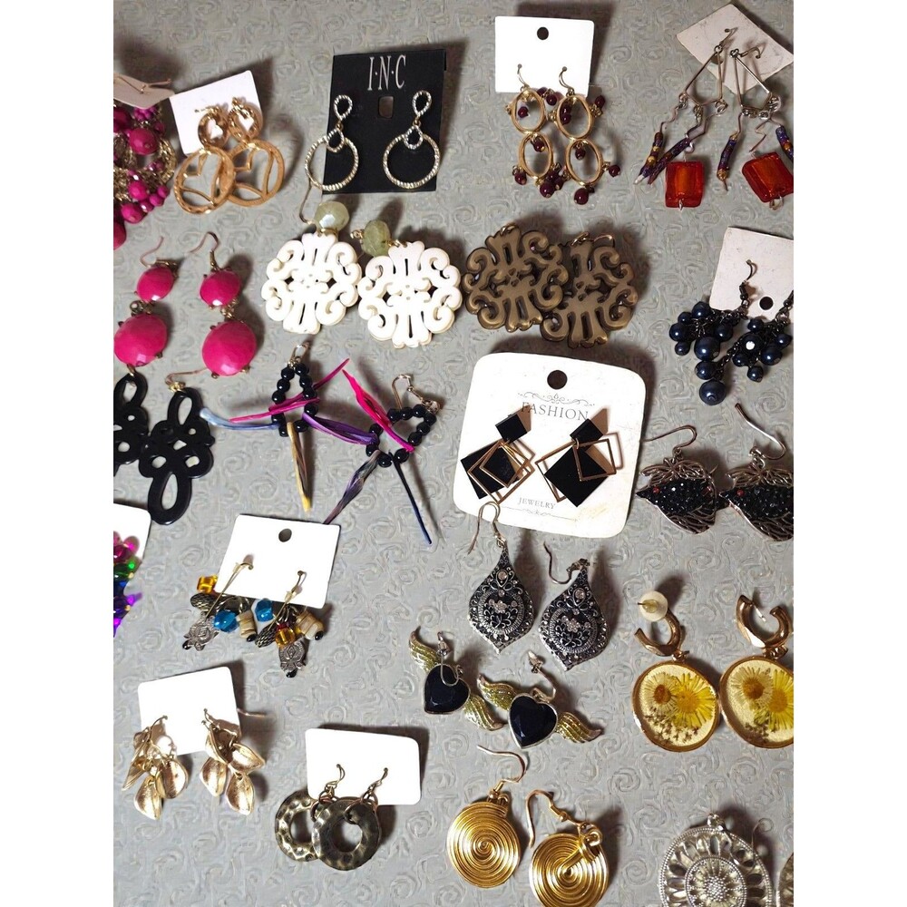 40 Pair Earring Lot Boho Dangle Statement Novelty Studs Wholesale Bulk Reseller - Picture 3 of 6
